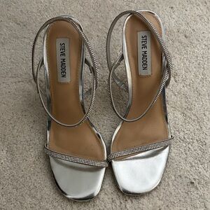 Steve Madden Silver Strappy Heels
